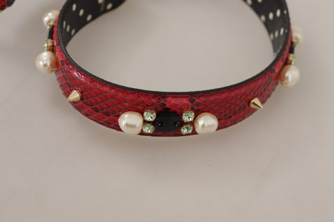 Dolce & Gabbana Elegant Red Python Leather Shoulder Strap Dolce & Gabbana Elegant Red Python Leather Shoulder Strap