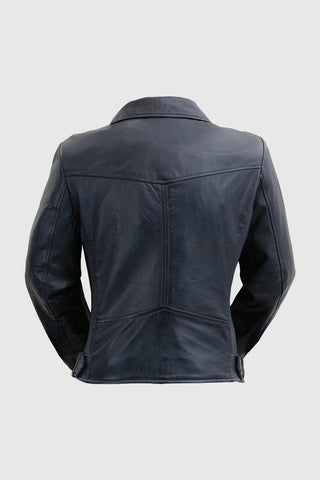 Chloe womens Fashion Leather Jacket Navy Blue Chloe womens Fashion Leather Jacket Navy Blue