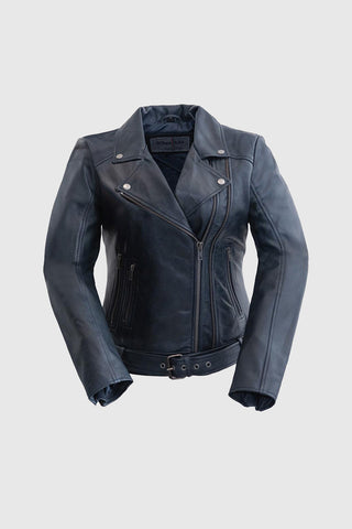 Chloe womens Fashion Leather Jacket Navy Blue Chloe womens Fashion Leather Jacket Navy Blue