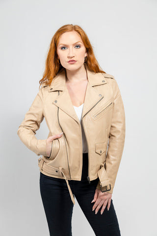 Rebel Womens Leather Jacket Oil Sand Rebel Womens Leather Jacket Oil Sand