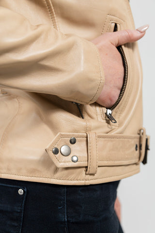 Rebel Womens Leather Jacket Oil Sand Rebel Womens Leather Jacket Oil Sand