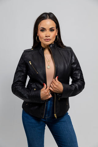 Madelin Womens Fashion Leather Jacket Madelin Womens Fashion Leather Jacket