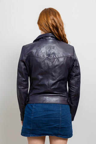Chloe Womens Fashion Leather Jacket Violet Chloe Womens Fashion Leather Jacket Violet