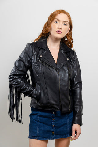 Daisy Womens Fashion Leather Jacket Black Daisy Womens Fashion Leather Jacket Black