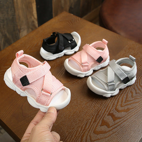 Girls' Solid Color Velcro Korean Style Sandals