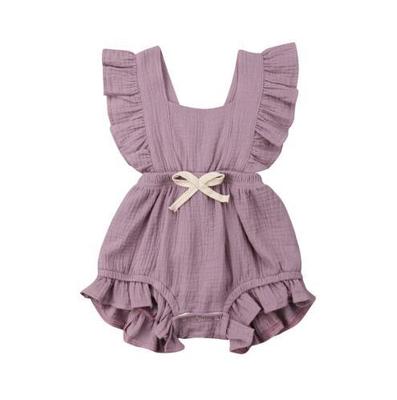 Lotus leaf lace sleeve bow baby dress