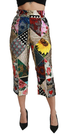 Dolce & Gabbana Elegant High Waist Cropped Silk Blend Trousers