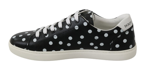 Dolce & Gabbana Black Polka Dotted Leather Sneakers