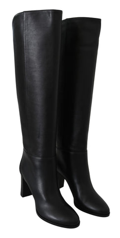 Jimmy Choo Elegant Black Calf Leather Heeled Boots