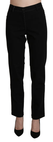 BENCIVENGA Elegant High Waist Straight Black Trousers