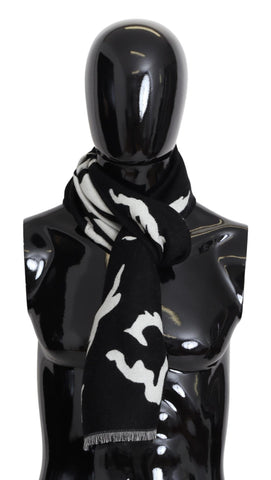 Givenchy Elegant Unisex Wool-Silk Scarf in Black & White