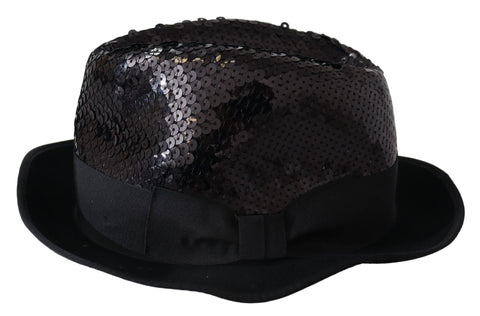 Dolce & Gabbana Elegant Black Sequin Fedora Hat