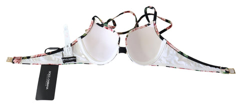 Dolce & Gabbana Elegant Rose Print Bikini Top