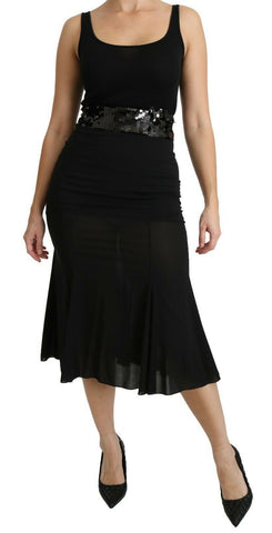 Dolce & Gabbana Chic High Waist Black Silk Blend Skirt