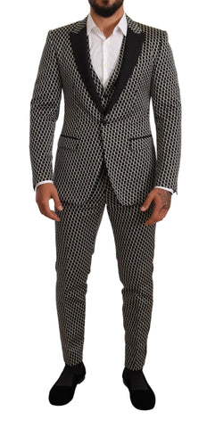 Dolce & Gabbana Elegant Martini Black Check Three-Piece Suit