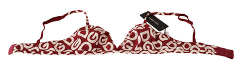 Dolce & Gabbana Red Cotton Logo Printed Designer Bra