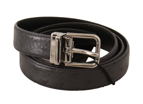 Dolce & Gabbana Elegant Black Leather Belt with Silver Buckle