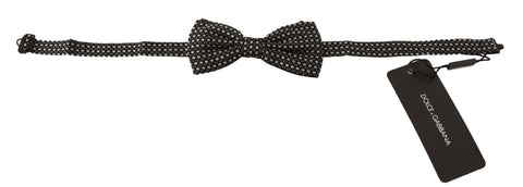 Dolce & Gabbana Elegant Silk Black Bow Tie with Metal Clasp Detail