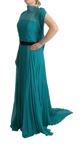 Alberta Ferretti Elegant Silk A-Line Long Dress in Blue