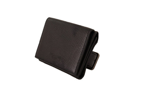 Dolce & Gabbana Elegant Black Leather Trifold Multi Kit