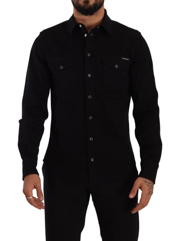 Dolce & Gabbana Slim Fit Casual Black Designer Shirt