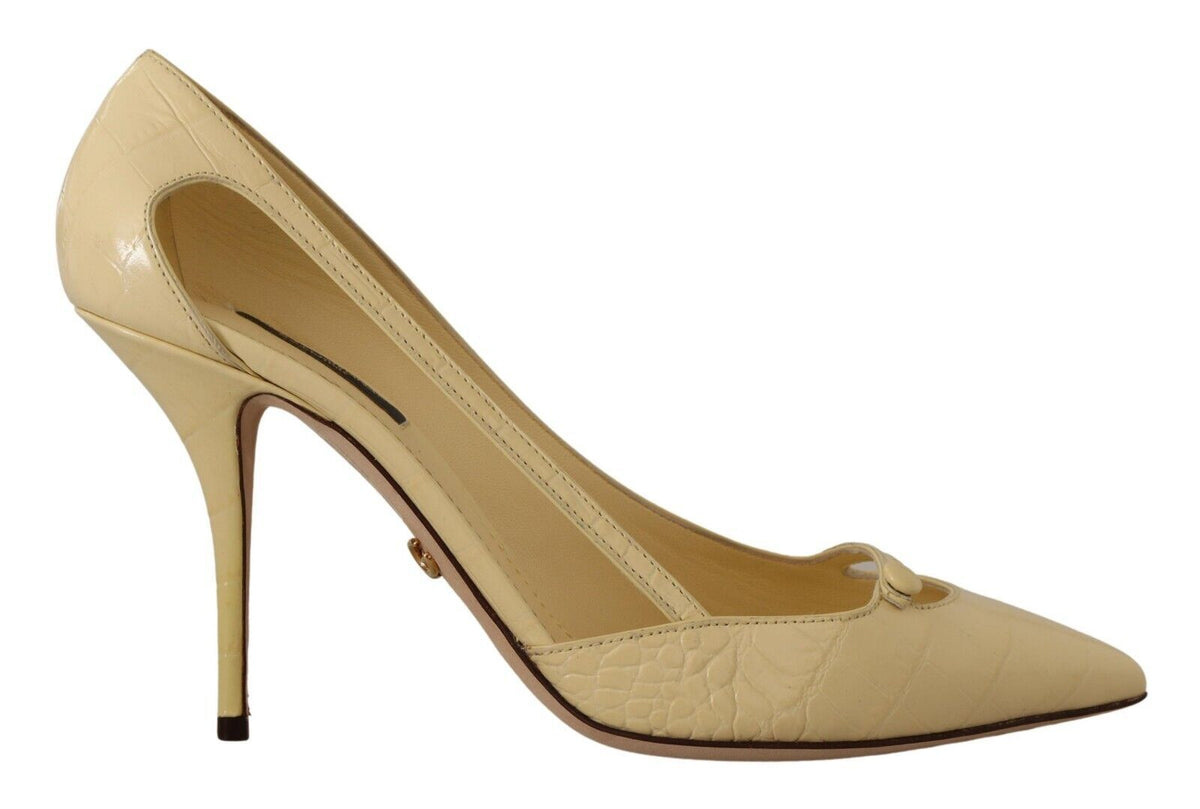 Dolce & Gabbana Chic Pointed Toe Leather Pumps in Sunshine Yellow