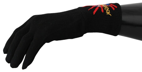 Dolce & Gabbana Elegant Black Virgin Wool Gloves