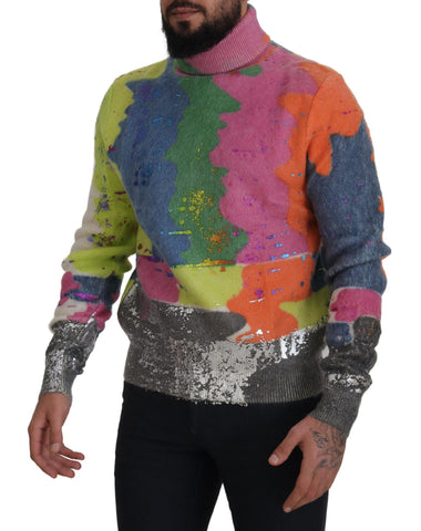 Dolce & Gabbana Multicolor Turtleneck TV Motive Sweater