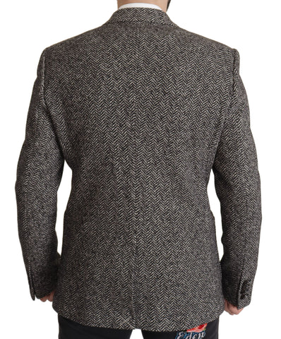 Dolce & Gabbana Exquisite Gray Herringbone Blazer Jacket