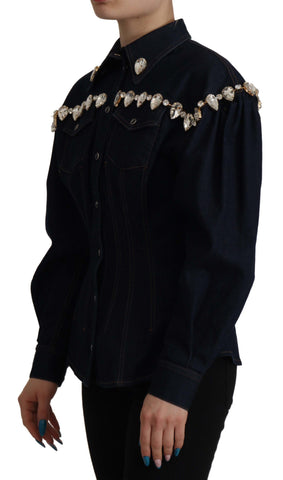 Dolce & Gabbana Elegant Crystal-Embellished Denim Jacket