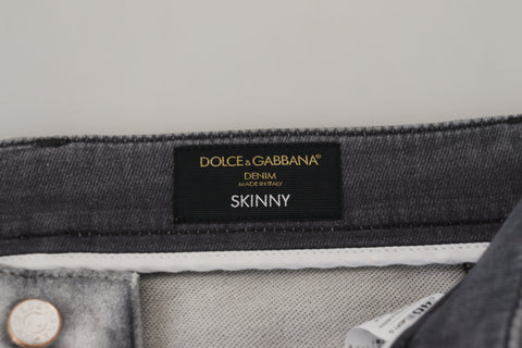 Dolce & Gabbana Elegant Gray Washed Cotton Blend Pants