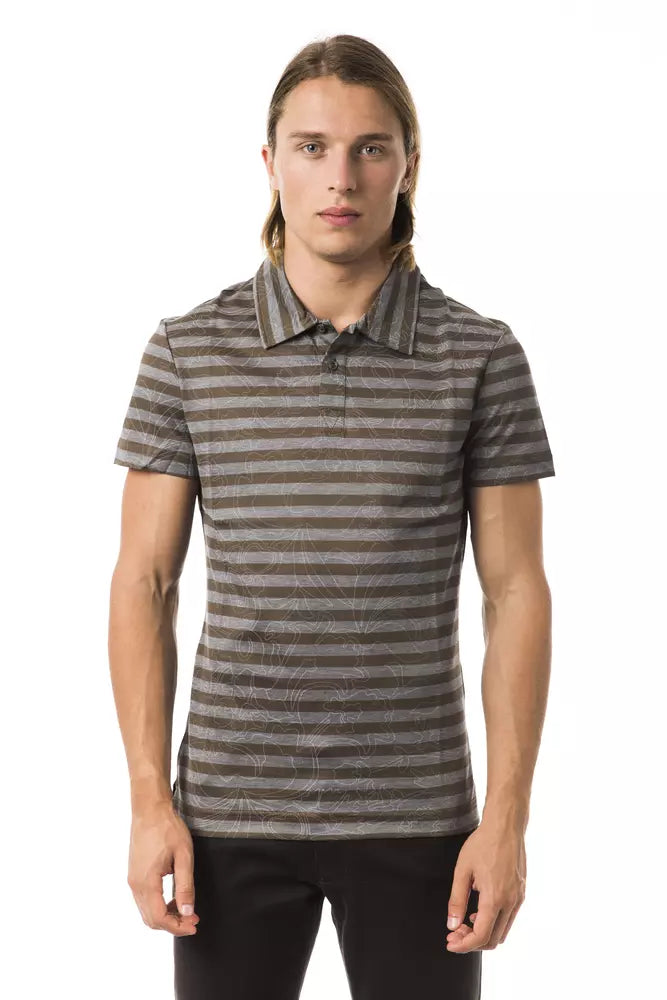 BYBLOS Gray Cotton Men Polo Shirt