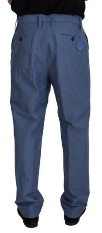 Dolce & Gabbana Elegant Blue Linen-Cotton Blend Trousers