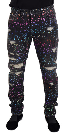 Dolce & Gabbana Elegant Multicolor Printed Denim Pants