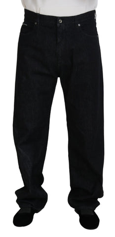 Dolce & Gabbana Elegant Black Washed Denim Pants Luxe Cotton