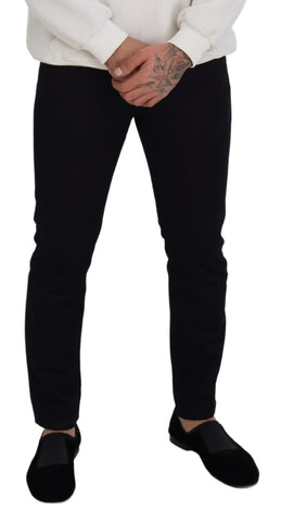 Dolce & Gabbana Elegant Black Silk Blend Denim Pants