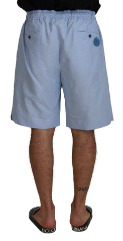 Dolce & Gabbana Elegant Light Blue Linen-Cotton Summer Shorts