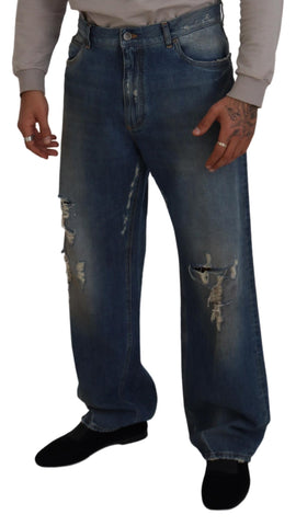 Dolce & Gabbana Stunning Tattered Denim Italian Jeans