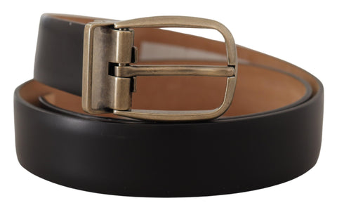 Dolce & Gabbana Elegant Black Leather Belt with Metal Buckle