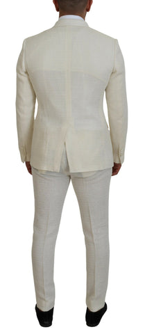 Dolce & Gabbana Elegant Off White Silk-Blend Suit