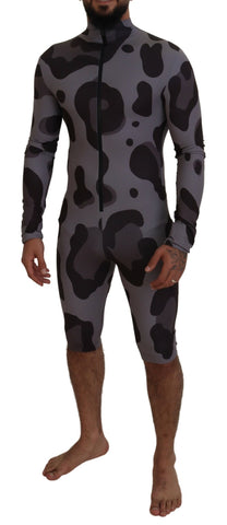 Dolce & Gabbana Elite Gray Patterned Men's Wetsuit Swimwear