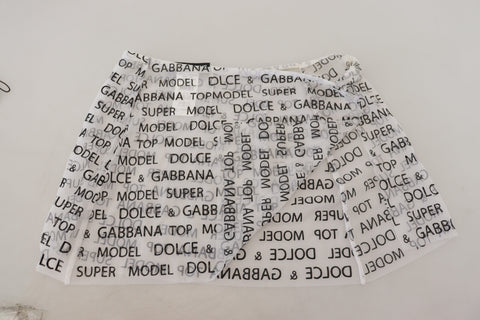 Dolce & Gabbana Elegant White Logo Print Mini Skirt