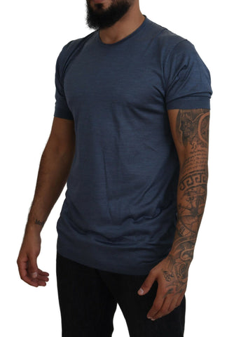 Dolce & Gabbana Elegant Silk Crewneck Blue Tee