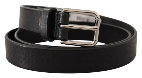 Dolce & Gabbana Elegant Black Leather Belt with Metal Buckle