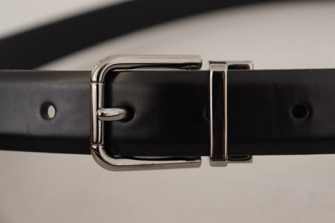 Dolce & Gabbana Elegant Black Leather Belt with Metal Buckle