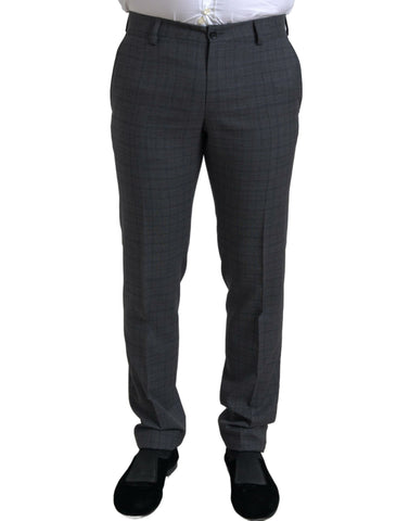 Dolce & Gabbana Elegant Grey Checkered Slim Fit Suit