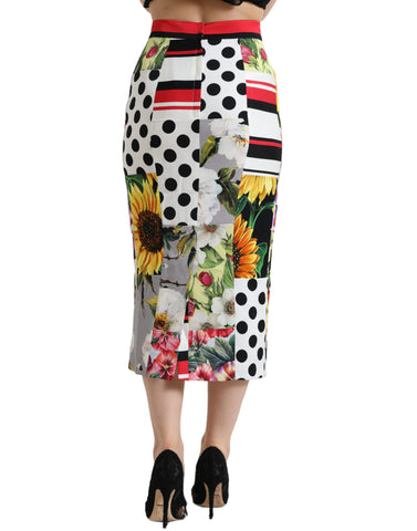 Dolce & Gabbana Glamorous High Waist Patchwork Midi Skirt