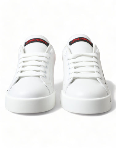 Dolce & Gabbana Elegant White Leather Portofino Sneakers