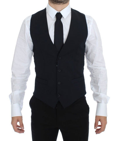 Dolce & Gabbana Elegant Blue Wool Dress Vest