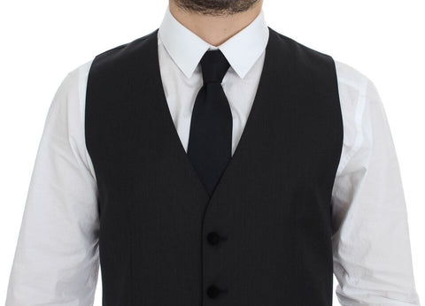 Dolce & Gabbana Elegant Gray Wool Dress Vest